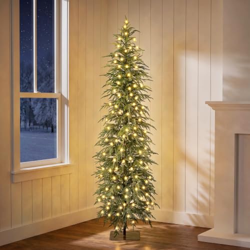VeriNaTural 6ft Slim Prelit Christmas Tree with Warm White LED Lights