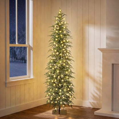 VeriNaTural 6ft Slim Prelit Christmas Tree with Warm White LED Lights