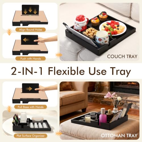 Black Oversize Couch Table Insert for Sectionals - Sofa Middle Seat Organizer