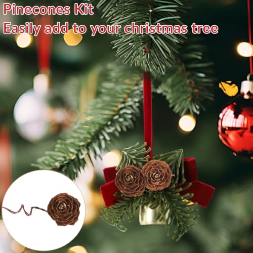 Natural Christmas Pine Cones with Iron Wires - DIY Craft Supplies, 200 Pieces
