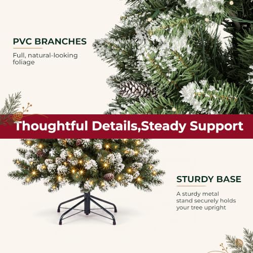 6FT Pre-Lit Snow-Dusted Pencil Christmas Tree with 300 Warm White LEDs