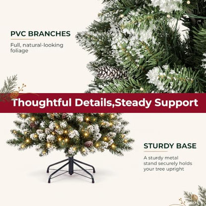 6FT Pre-Lit Snow-Dusted Pencil Christmas Tree with 300 Warm White LEDs