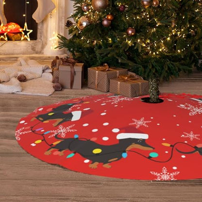 Dachshund Christmas Tree Skirt - Medium, Dog Funny Holiday Decor, 36 Inch