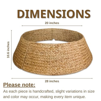 28 Inch Seagrass Christmas Tree Collar - Natural Farmhouse Holiday Decor