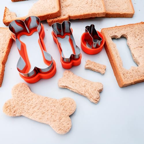 Dog Cookie Cutters Set 3 Sizes Stainless Steel Bone Paw Print Mold for Homemade Treats