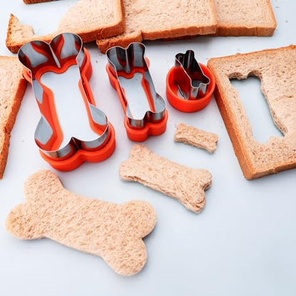 Dog Cookie Cutters Set 3 Sizes Stainless Steel Bone Paw Print Mold for Homemade Treats