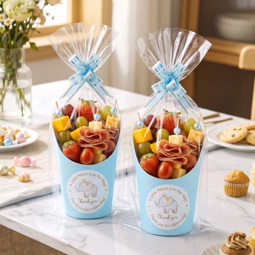 Charcuterie Cup Set with Sticks and Bags - Light Blue, 14 oz, 100 pcs