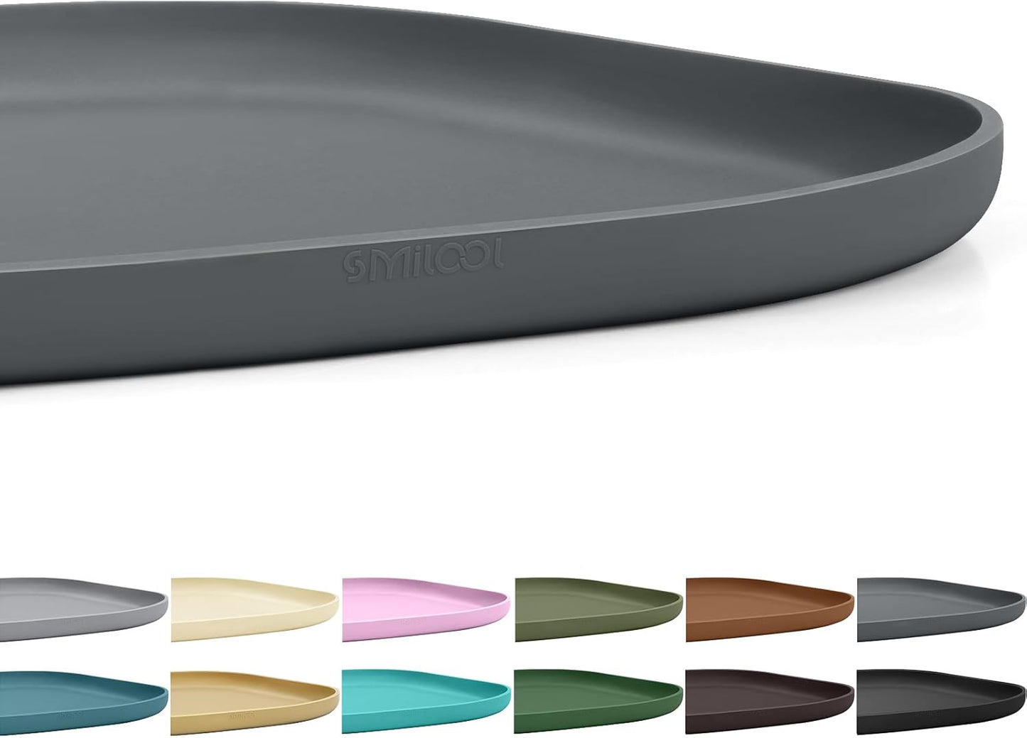 Skiennix Small Silicone Pet Food Mat - Waterproof Design with Raised Edges | 12 x 12 x 0.7 Dark Grey