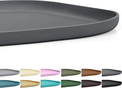 Skiennix Small Silicone Pet Food Mat - Waterproof Design with Raised Edges | 12 x 12 x 0.7 Dark Grey