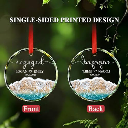 Engagement Ornament 2026 - Custom Just Engaged Christmas Ornament - Variation: Engaged 2