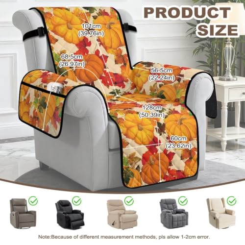 Pumpkin Recliner Chair Cover Quilted Recliner Protector Thanksgiving