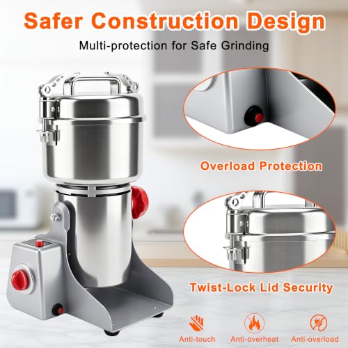Electric Grain Mill Grinder 1000g Stainless Steel Spice & Flour Mill