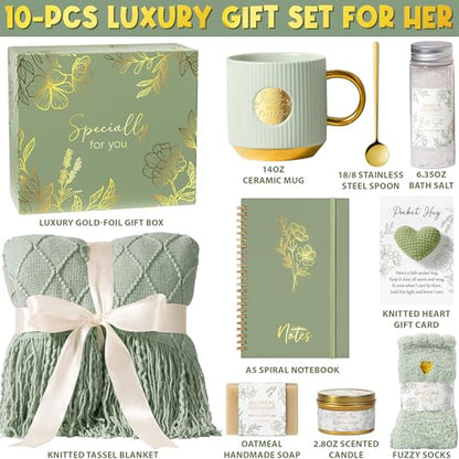 Self Care Gift Box for Women Sage Green - Get Well & Spa Gift Set