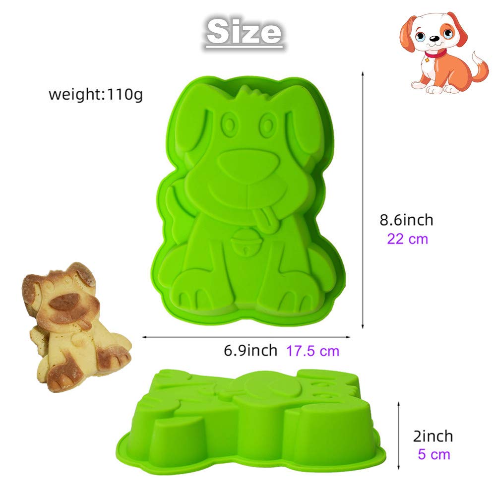 Pup Puppy Dog Silicone Smash Cake Baking Mold | Kids 3D Small Birthday Cake Pan | Animal Shape Chocolate Muffin Jello Tray DIY Mould, 7.87 x 1.57 x 6.5 Inches