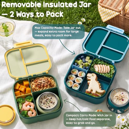 Kids Bento Lunch Box Set with Insulated Water Bottle - Heart Bow Variation