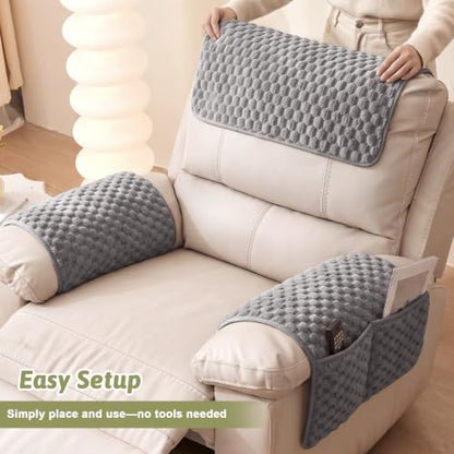 Bubble Gray Flannel Recliner & Armchair Cover Set with Pockets - 1 Seat
