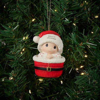 Baby's First Christmas Ornament - Bisque Porcelain Keepsake - Santa Baby