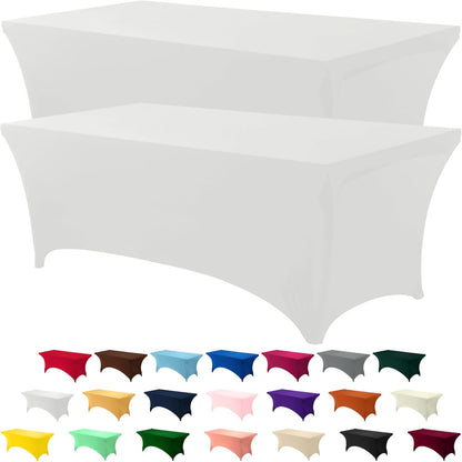 Utopia Kitchen 4FT Spandex Tablecloth - 200 GSM Stretch, Fitted & Washable | 2 Pack, White, 48x30x30 Inch