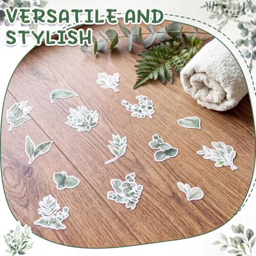 15 Pcs Eucalyptus Non Slip Shower Floor Stickers Bathtub Anti-Slip Decals