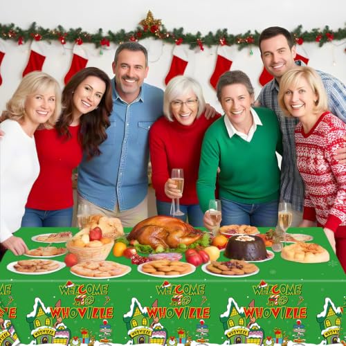 3-Pack Christmas Tablecloths 108x54 Inch Waterproof Holiday Party Decor