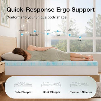 Novilla Full Memory Foam Mattress Topper - 2 Inch Cooling Gel Support