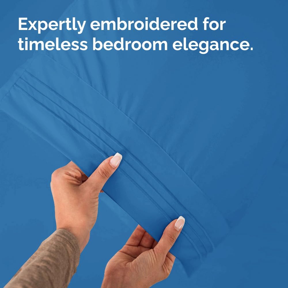 Regine Switzerland Queen Pillow Cases Set of 2 - Ultra Soft Hotel Quality - Wrinkle Free & Stain Resistant - Royal Blue