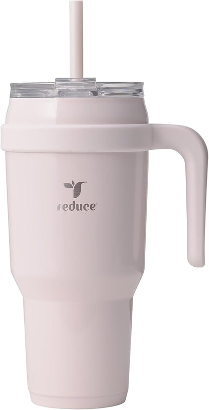 REDUCE Cold1 40 oz Tumbler - Vacuum Insulated Stainless Steel Water Bottle with Handle & Straw | Gloss Cotton Finish