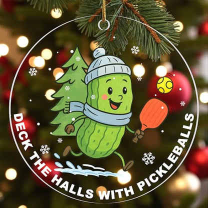 Pickleball Christmas Ornament - Funny Holiday Decor for Christmas Tree - Deck The Halls with Pickleballs - Gift for Pickleball Lovers