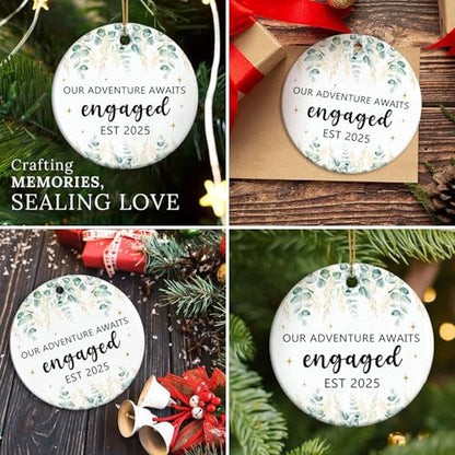 Engaged Ornament - First Christmas Wedding Gift for Couples - Variation 02