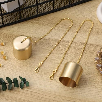 Brass Candle Snuffer Caps Gold Finish with Long Chain - 2pcs
