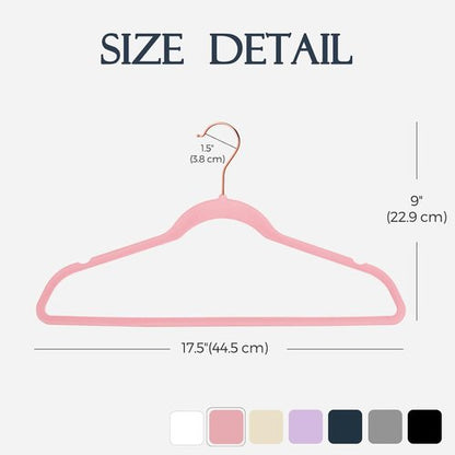 HOUSE DAY Velvet Hangers - Premium Non-Slip Clothes Hangers | 240 Pack in Light Pink with 360° Rotating Hook