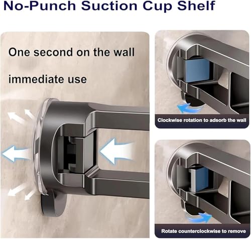 Heavy Duty Suction Cup Shelf 50cm Wall-Mounted Organizer for Bathroom & Kitchen