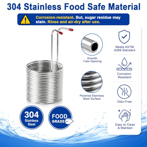 50ft Stainless Steel Immersion Wort Chiller Coil for Homebrew Beer Cooling