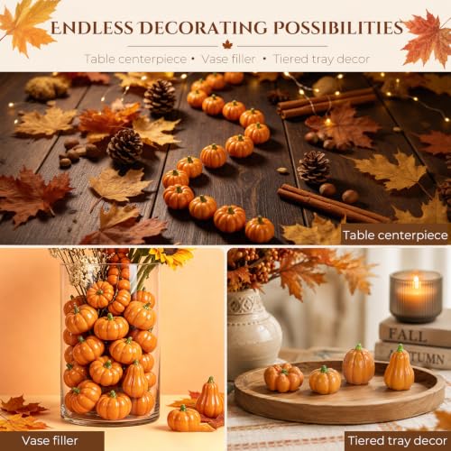 Mini Resin Pumpkins Set for Fall Decor, Thanksgiving & Autumn Arrangements