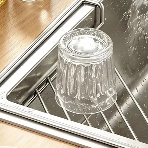 Stainless Steel Corner Sink Shelf with Open Wire Rack - Space-Saving Kitchen Organizer - Variation 1