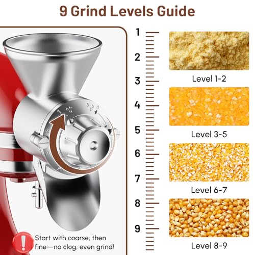 KitchenAid Grain Mill Attachment - All Metal, Silver - Versatile Dry Grain Grinder
