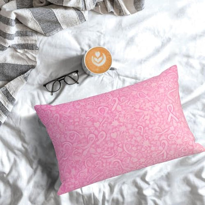 Pink Ribbon Breast Cancer Awareness Pillow Protector 14x20 Inches