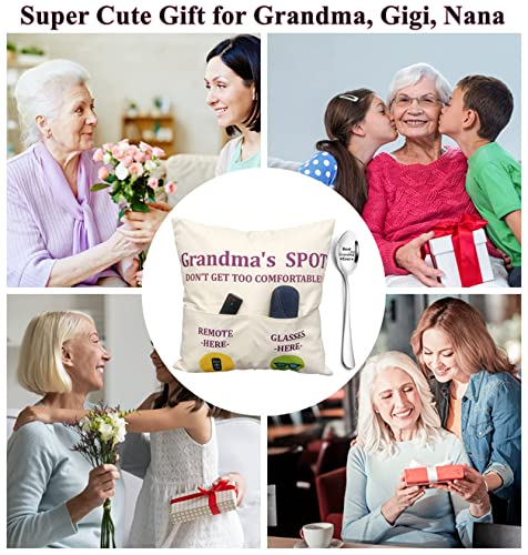 Grandma Gifts Throw Pillow Cover 18x18 Inch with Engraved Spoon - Variation of Grandma