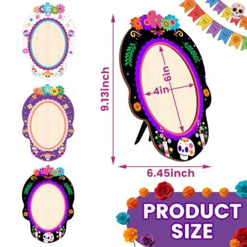Dia de Los Muertos Picture Frame Set - Wooden 4x6 Ofrenda Decor, 3 Pieces