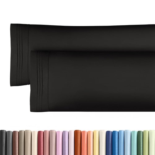 Body Pillowcases Set of 2-20x54 Long Body Pillow Case - Soft Body Pillow Cover for Sleeping & Side Sleepers - Comfy, Breathable, Wrinkle & Fade Free - Machine Washable w/Envelope Enclosure (Black)