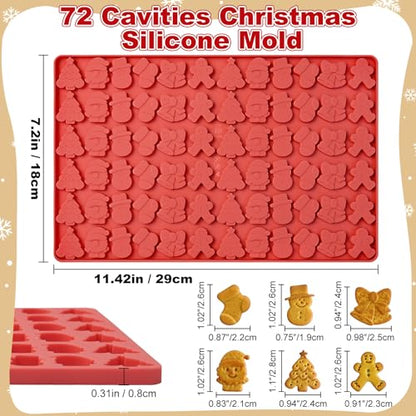 72-Cavity Christmas Chocolate Mold - Mini Holiday Candy & Gummy Baking
