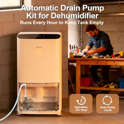 Vertical Submersible Drain Pump for Dehumidifiers 15FT Lift 100FT Distance Waterproof