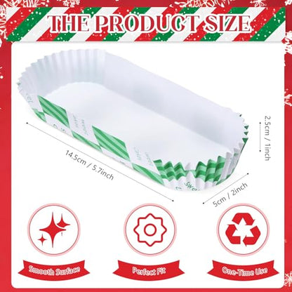 Green Red Checkered 6 Inch Paper Hot Dog Trays, 300 Pcs - Disposable Food Serving Trays