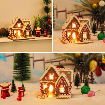 Christmas Village House with Warm Lights - Gingerbread Christmas Tabletop Decoration