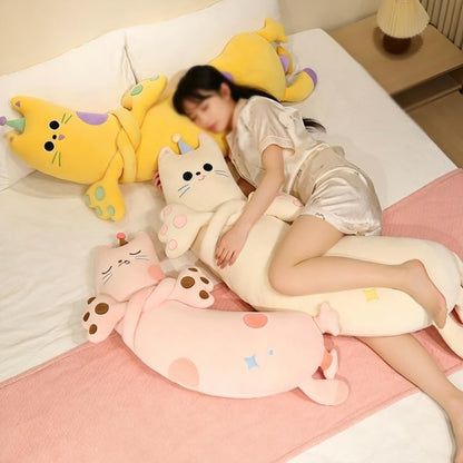 Yellow Long Cat Plush Hugging Pillow for Adults - 51in