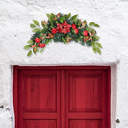 Flower Swag Door Wreath - Hydrangea & Red Bud Artificial Floral Garland