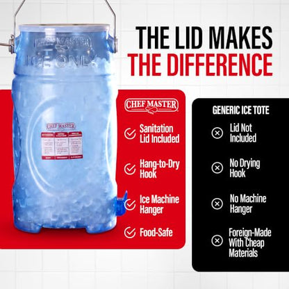 6 Gallon Commercial Ice Tote with Lid and Handle - Food-Grade Plastic