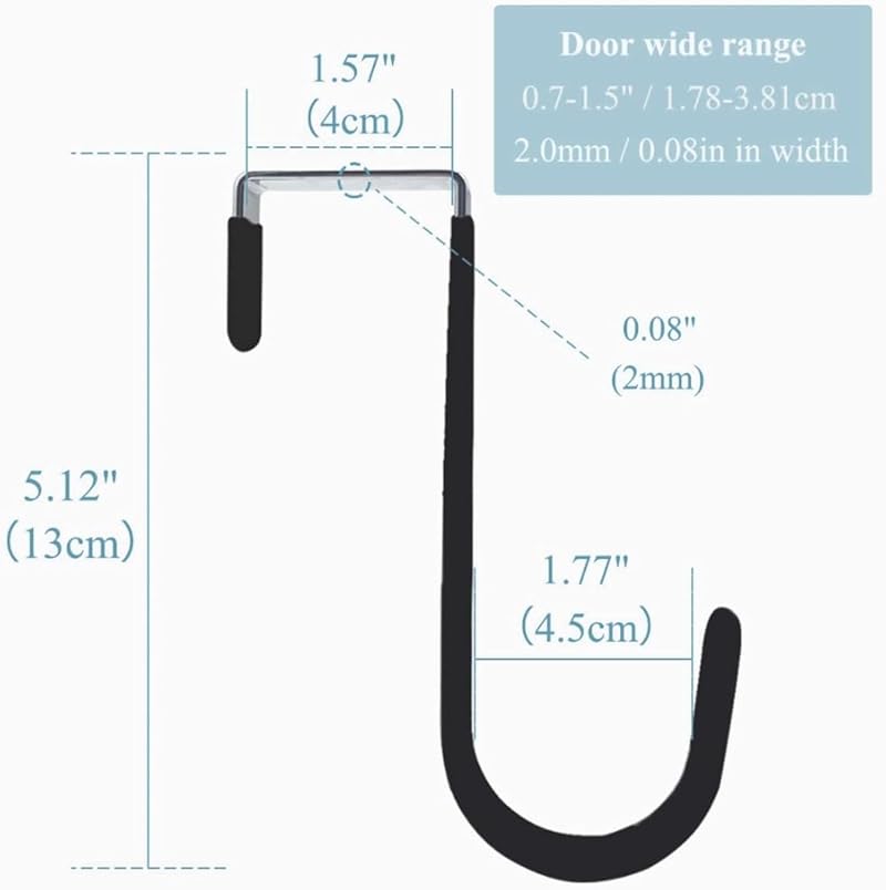 Wreath Hanger for Doors - Carbon Steel Black Over-the-Door Hook for Fall, Christmas & Halloween Decor