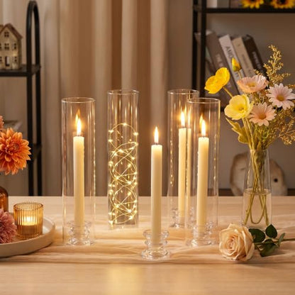 10Pcs Hurricane Glass Candle Holders for Indoor Outdoor Decor