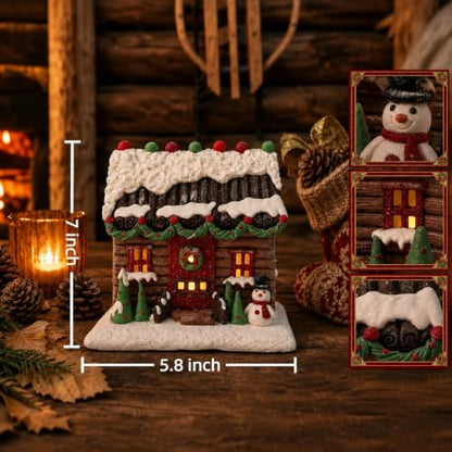 7-Inch Lighted Gingerbread House Christmas Village Decor